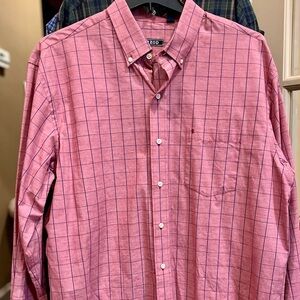 Izod Red Navy Plaid Shirt Extra Large